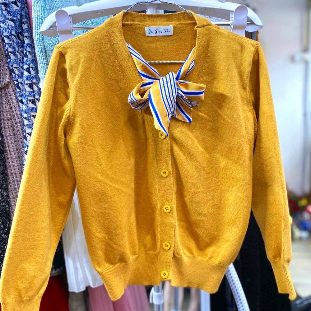 Mustard Yellow Knit Cardigan